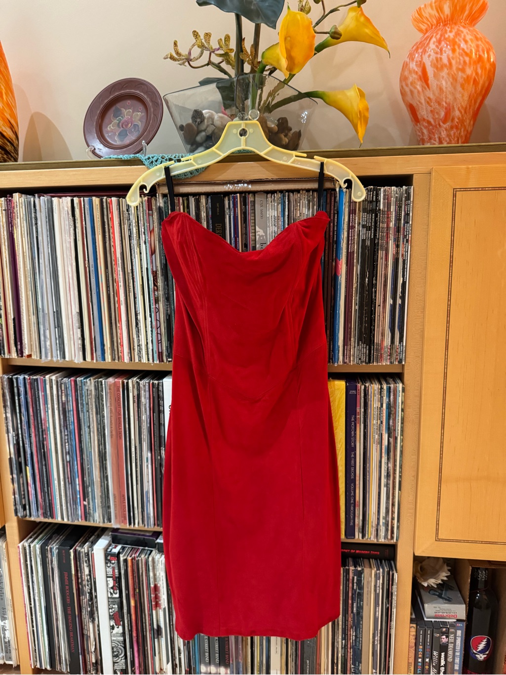 Price Drop: Vtg. Nwot, Lanna, Made In Usa, 8, Lined, Red Lambskin Suede Bustier